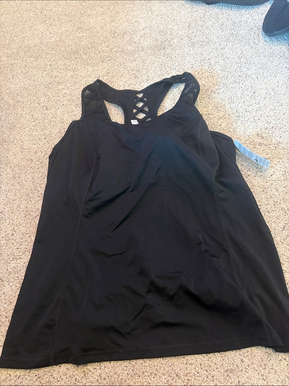 Black Women's Swim Tank Top with Crisscross Back